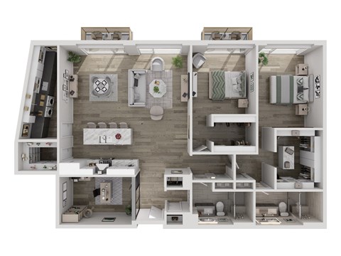 Floor plan for 2 beds, 2 baths, 2110 sqft